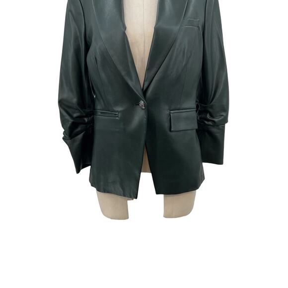 Veronica‎ Beard Hollis Faux Leather Dickey Jacket Blazer Green Size 4 *Flawed - Picture 6 of 16
